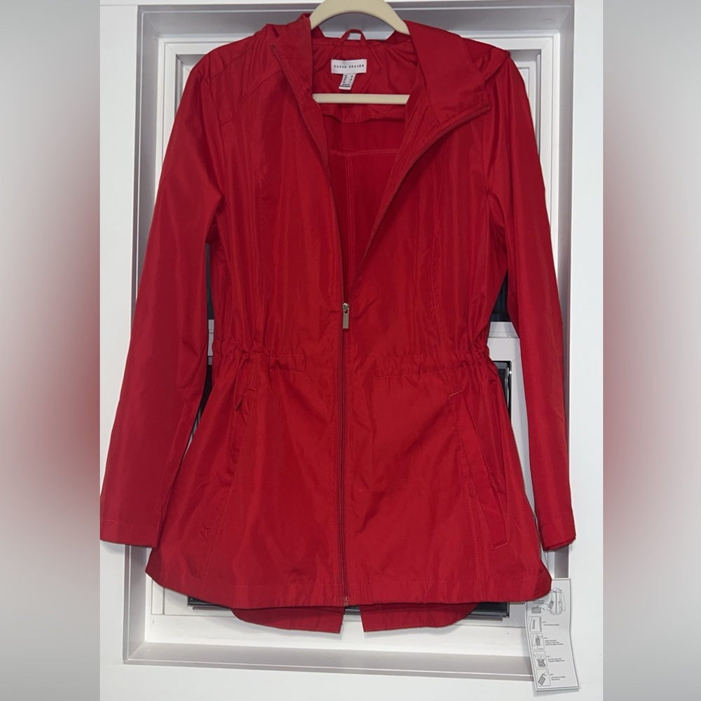 Susan Graver Red Packable Rain Jacket